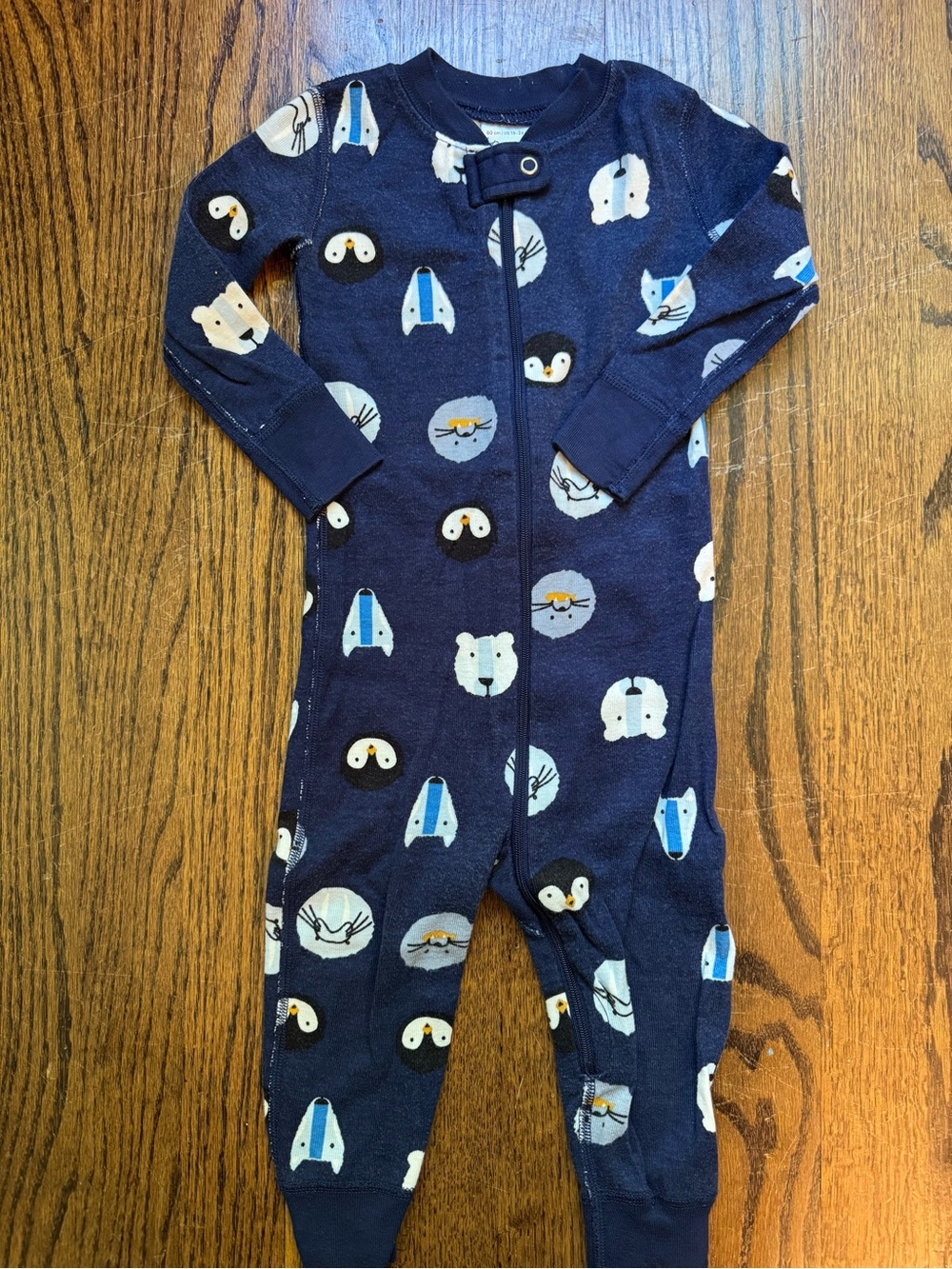 Hanna Andersson Navy Animal Faces Zip Up Pajamas